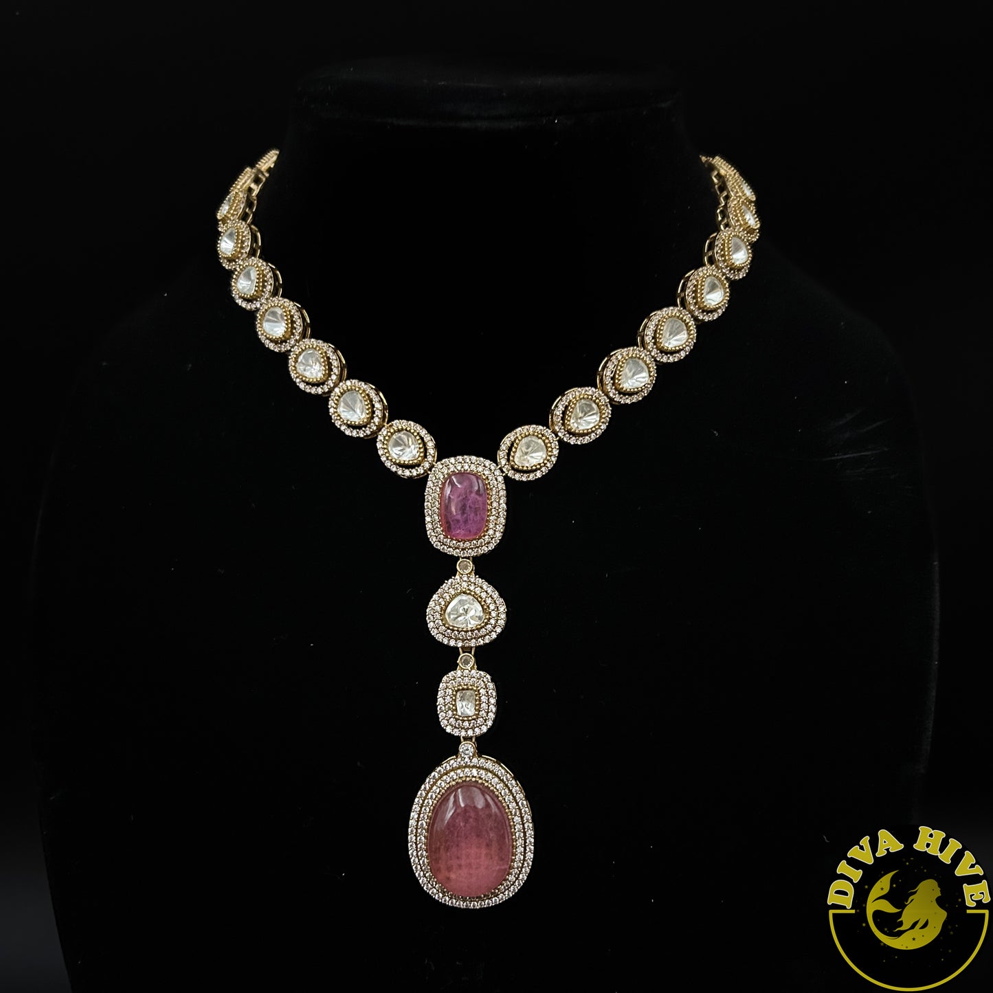 Mona Moissanite Doublet Necklace | Sabyasachi Inspired - Necklace -Diva Exclusive, Doublet, featured, Kundan, moissanite, Necklace - Divahive