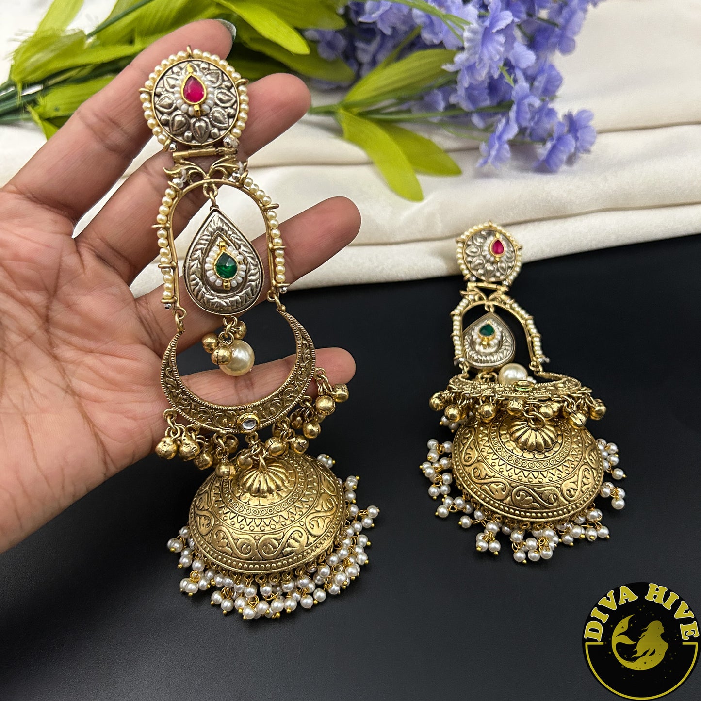Kaaya Long Chain Earring - Earring -925Silver, Diva Exclusive, Earring, featured, Fusion, Silver - Divahive