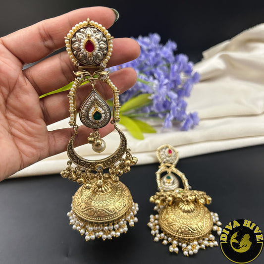 Kaaya Long Chain Earring - Earring -925Silver, Diva Exclusive, Earring, featured, Fusion, Silver - Divahive