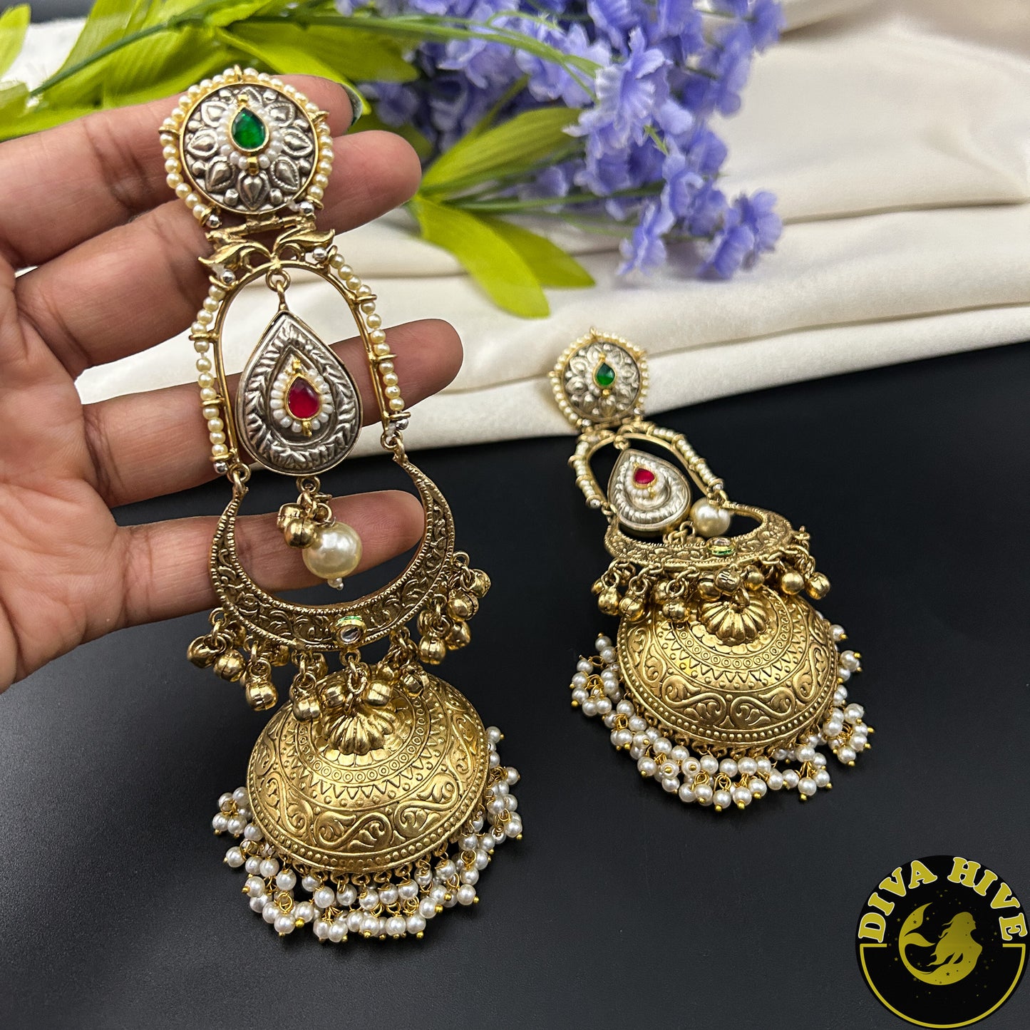 Kaaya Long Chain Earring - Earring -925Silver, Diva Exclusive, Earring, featured, Fusion, Silver - Divahive