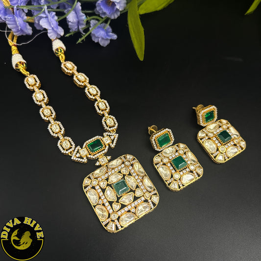 Nyra Authentic Moissanite Short Necklace - Necklace -Diva Exclusive, Kundan, Necklace - Divahive