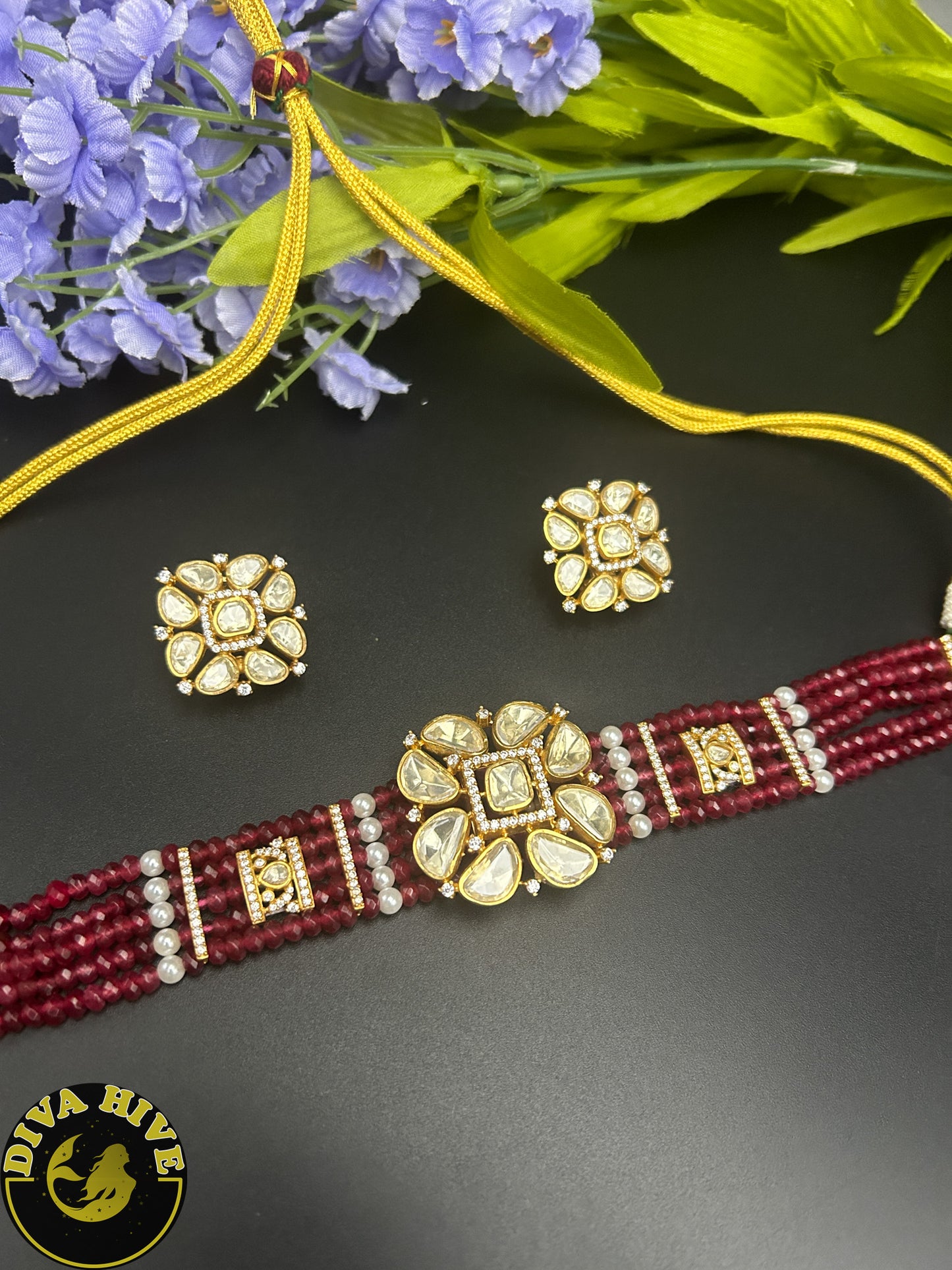 Moh Authentic Moissanite Chic Choker - Necklace -Diva Exclusive, Kundan, Necklace - Divahive