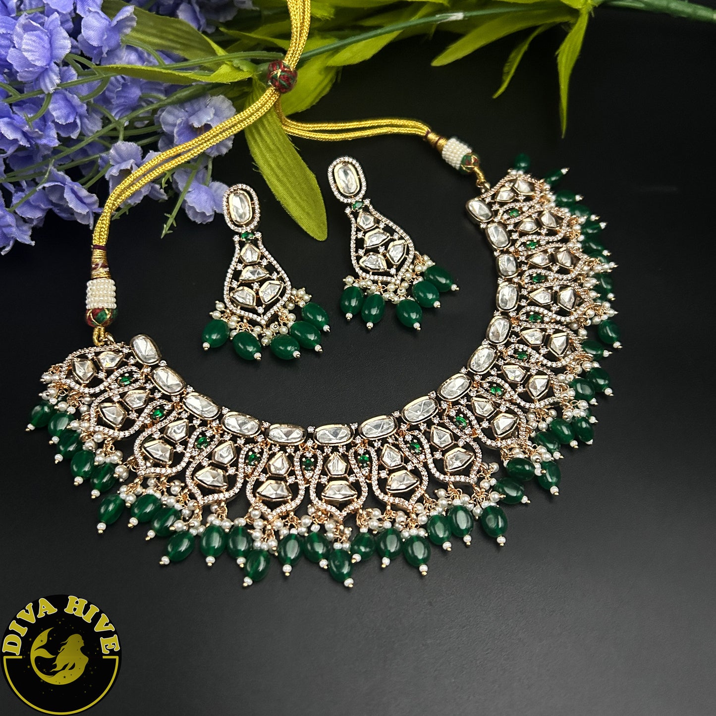 Aza Kundan Necklace - Necklace -Diva Exclusive, Kundan, Necklace - Divahive