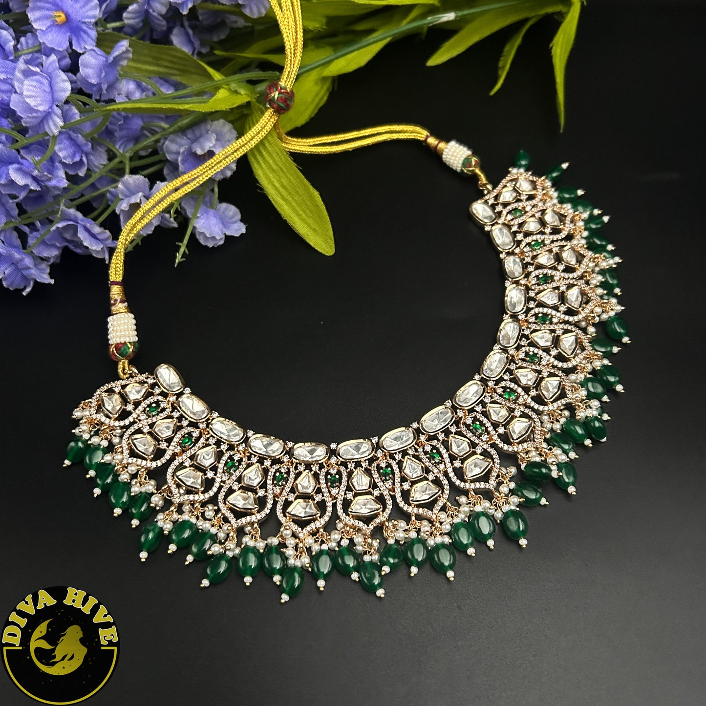 Aza Kundan Necklace - Necklace -Diva Exclusive, Kundan, Necklace - Divahive