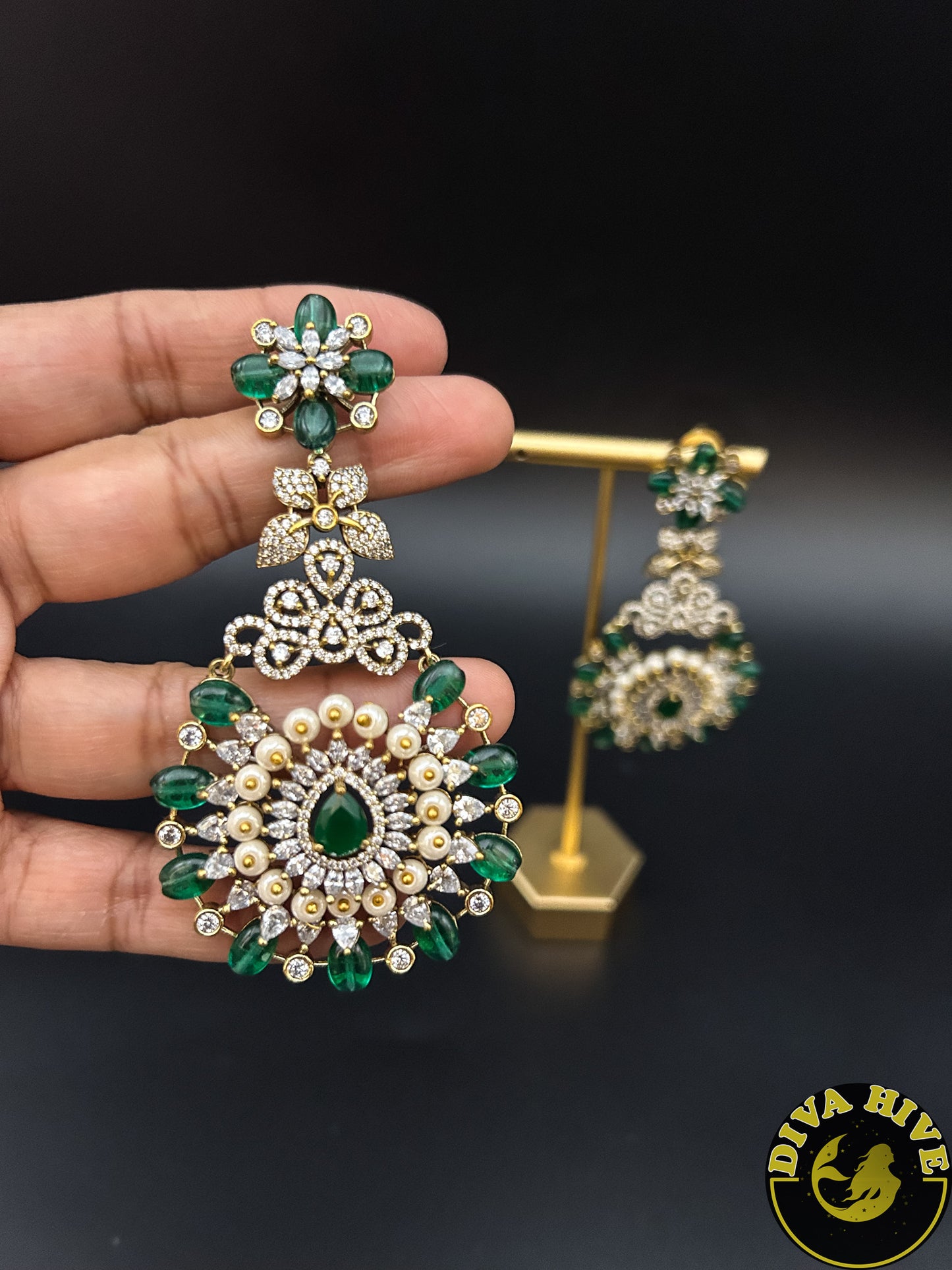 Qala AD/CZ Earring - -Earring, Kundan - Divahive