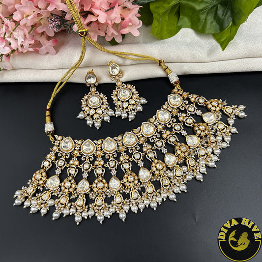 Noorza 22K Gold Plated Moissanite Bridal/Semi Bridal Choker