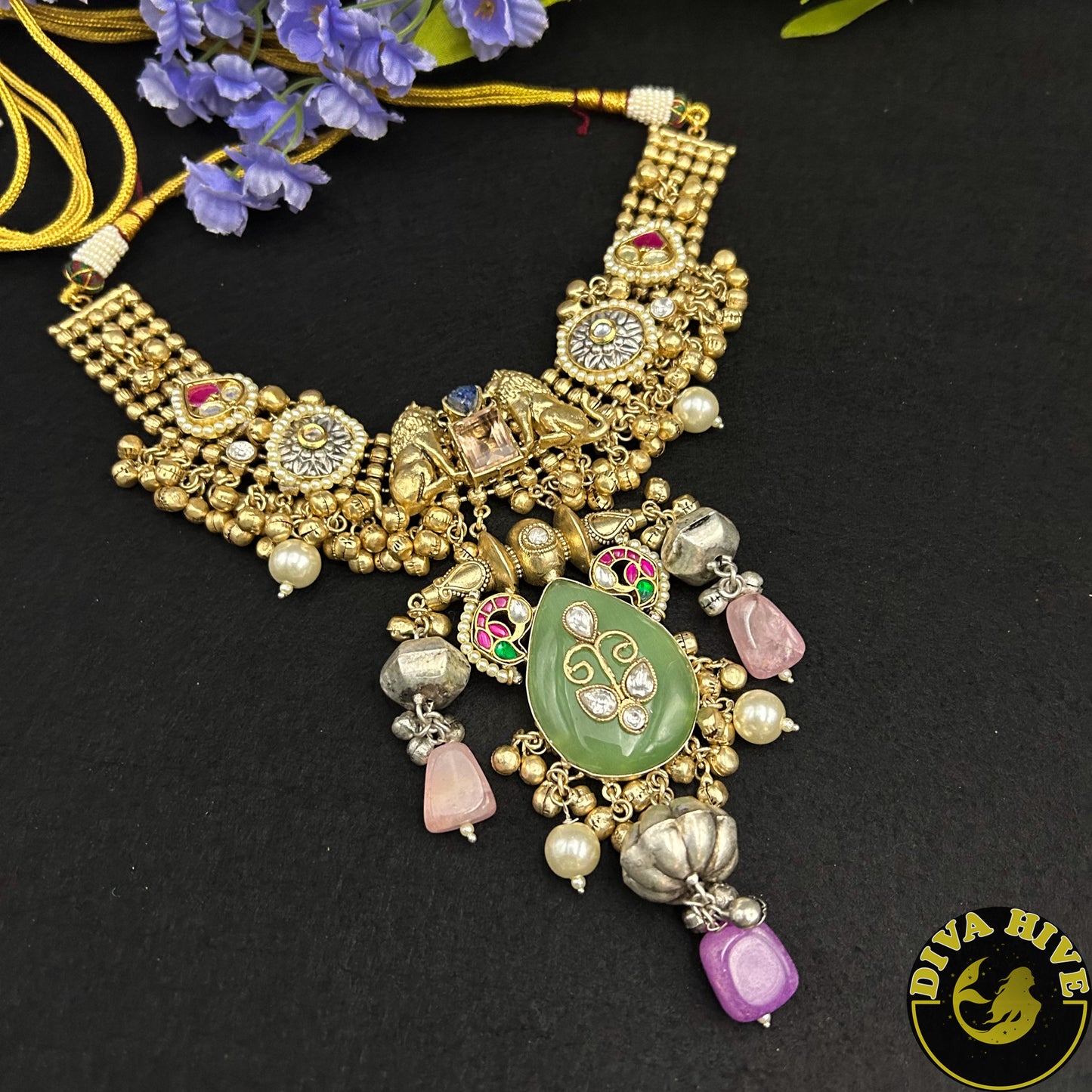 Kalakriti Fusion Necklace - -925Silver, Diva Exclusive, Fusion, Kundan, Necklace - Divahive