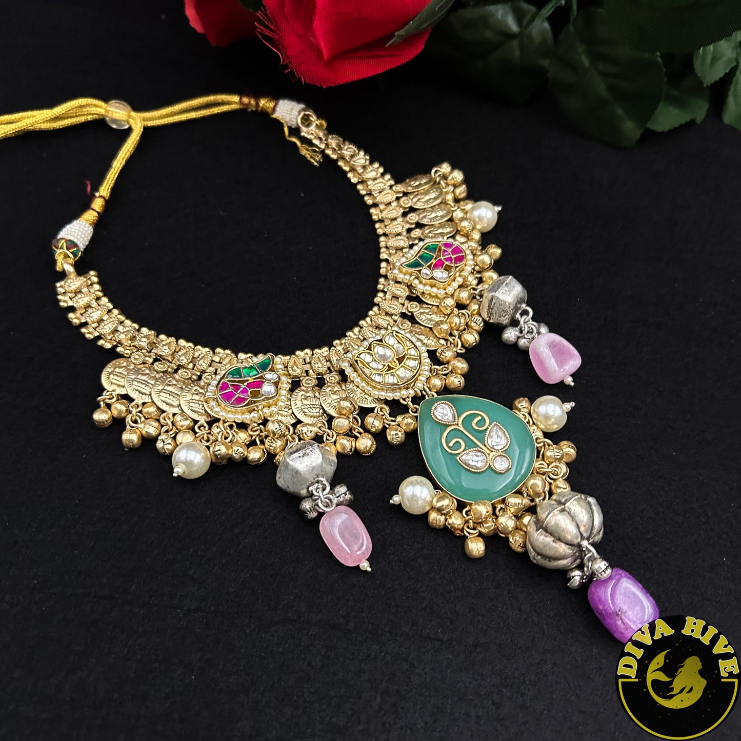Samaira Fusion Necklace - -925Silver, Diva Exclusive, Fusion, Kundan, Necklace - Divahive