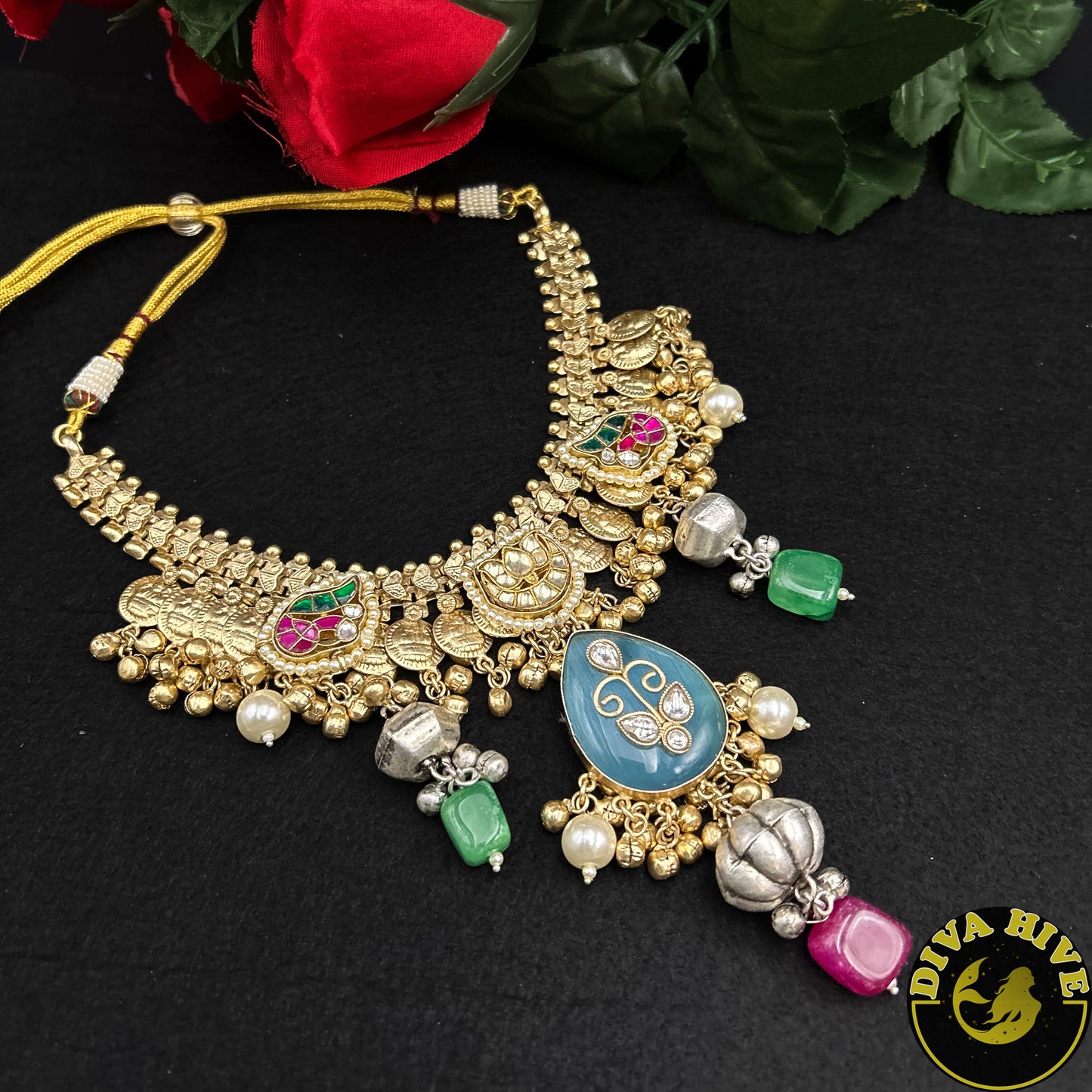 Samaira Fusion Necklace - -925Silver, Diva Exclusive, Fusion, Kundan, Necklace - Divahive