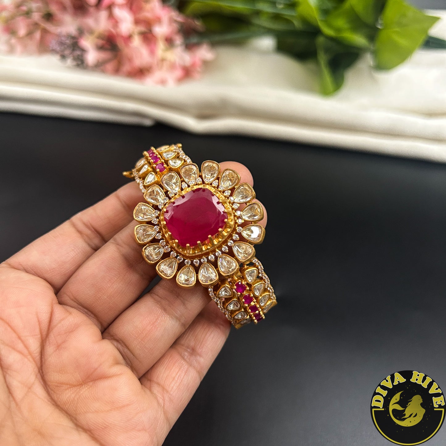 Sneh Moissanite Doublet Kada(Cuff)