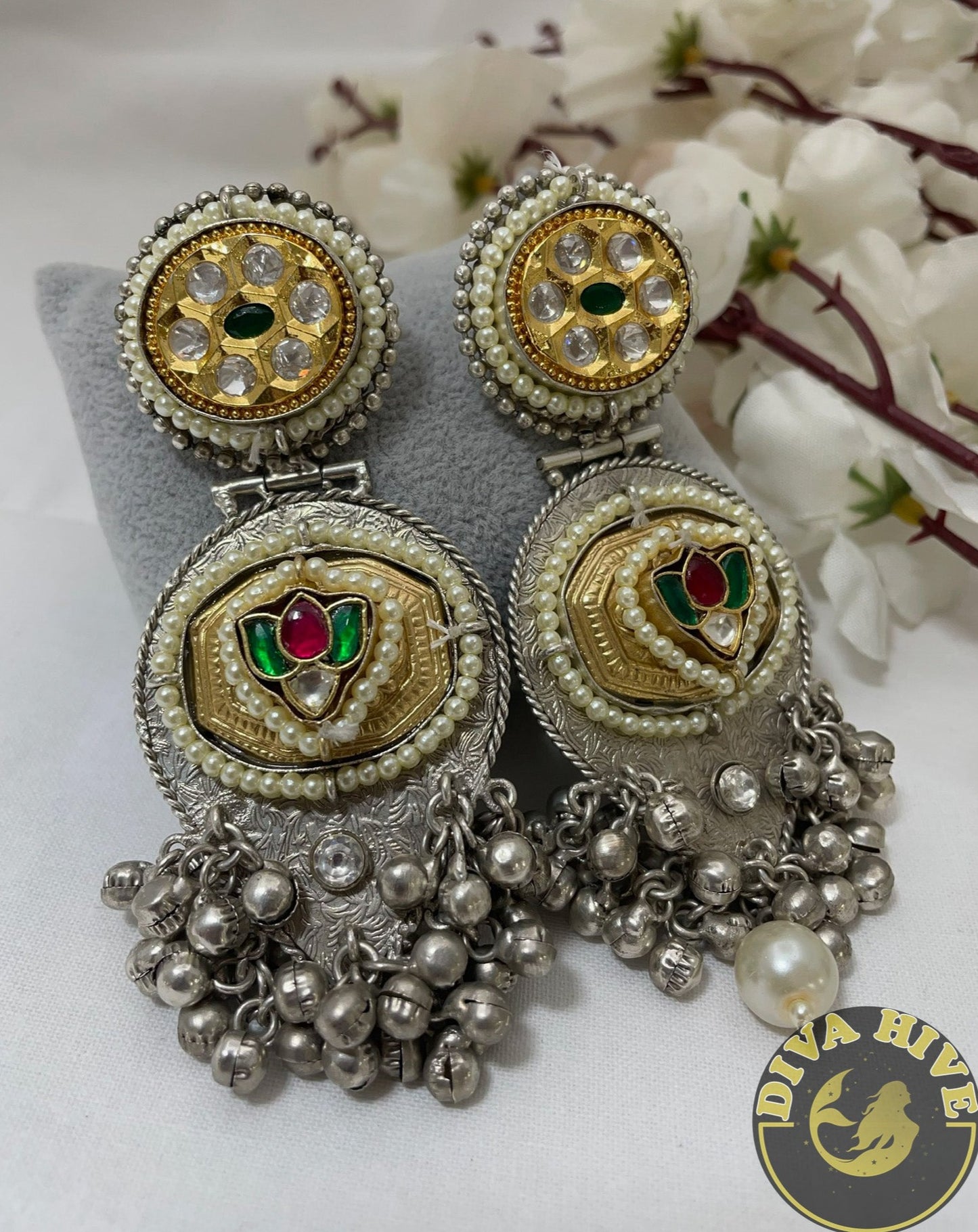 Designer Fusion Lotus Earring | Silver Earring | Diva Exclusive Earring - Earring -925Silver, Diva Exclusive, Earing, Earring, Fusion - Divahive