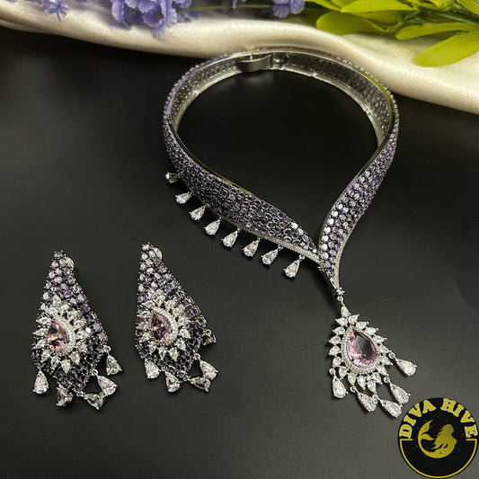 Ruhani AD/CZ Hasli Style Necklace - Necklace -Diva Exclusive, Kundan, Necklace - Divahive