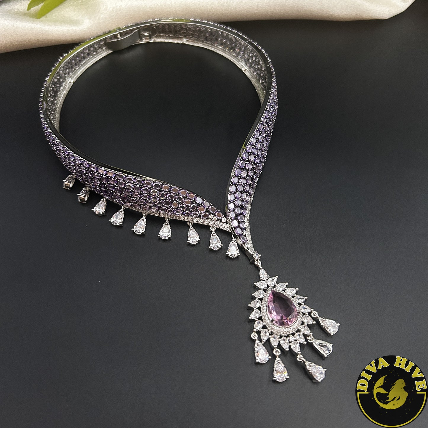 Ruhani AD/CZ Hasli Style Necklace - Necklace -Diva Exclusive, Kundan, Necklace - Divahive