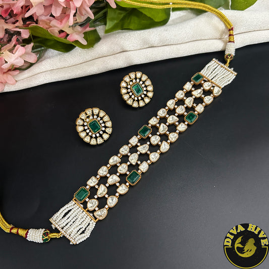 Zara 22K Gold Plated Moissanite Choker Set