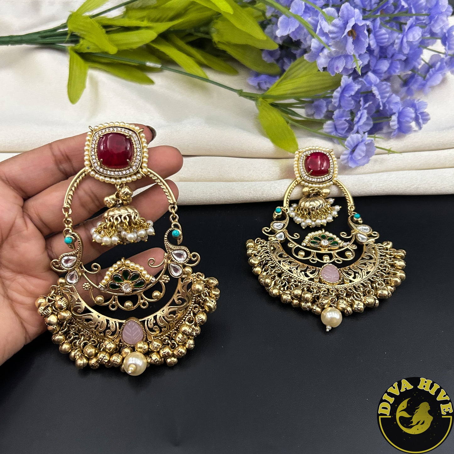 Mugdha Long Chaandbali Style Earring - Earring -925Silver, Diva Exclusive, Earring, featured, Fusion, Silver - Divahive
