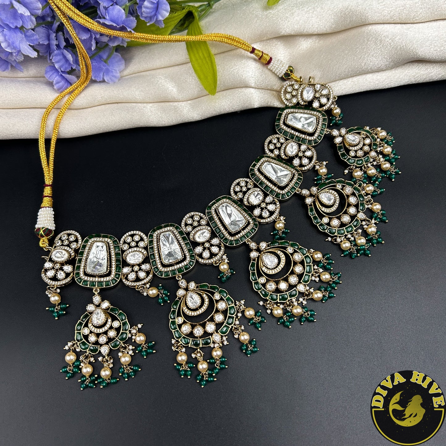 Myra Moissanite and Polki Choker set