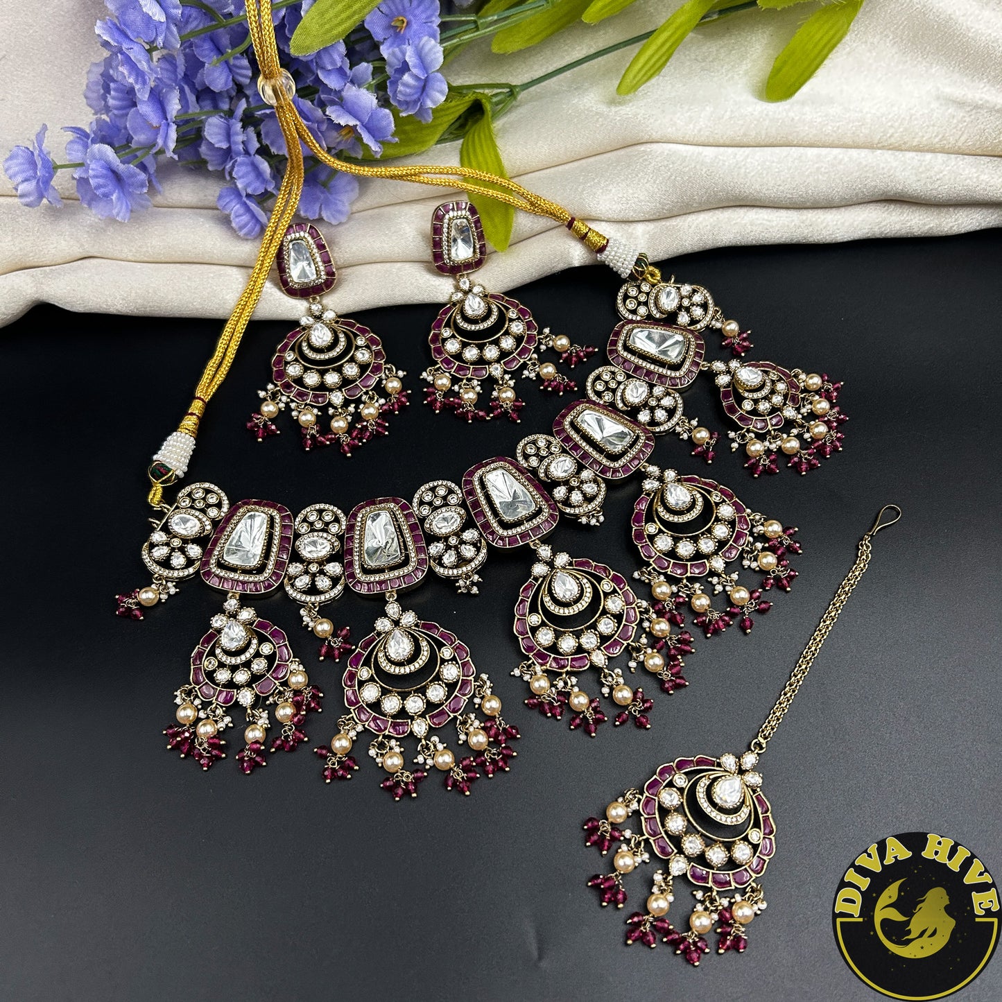 Myra Moissanite and Polki Choker set