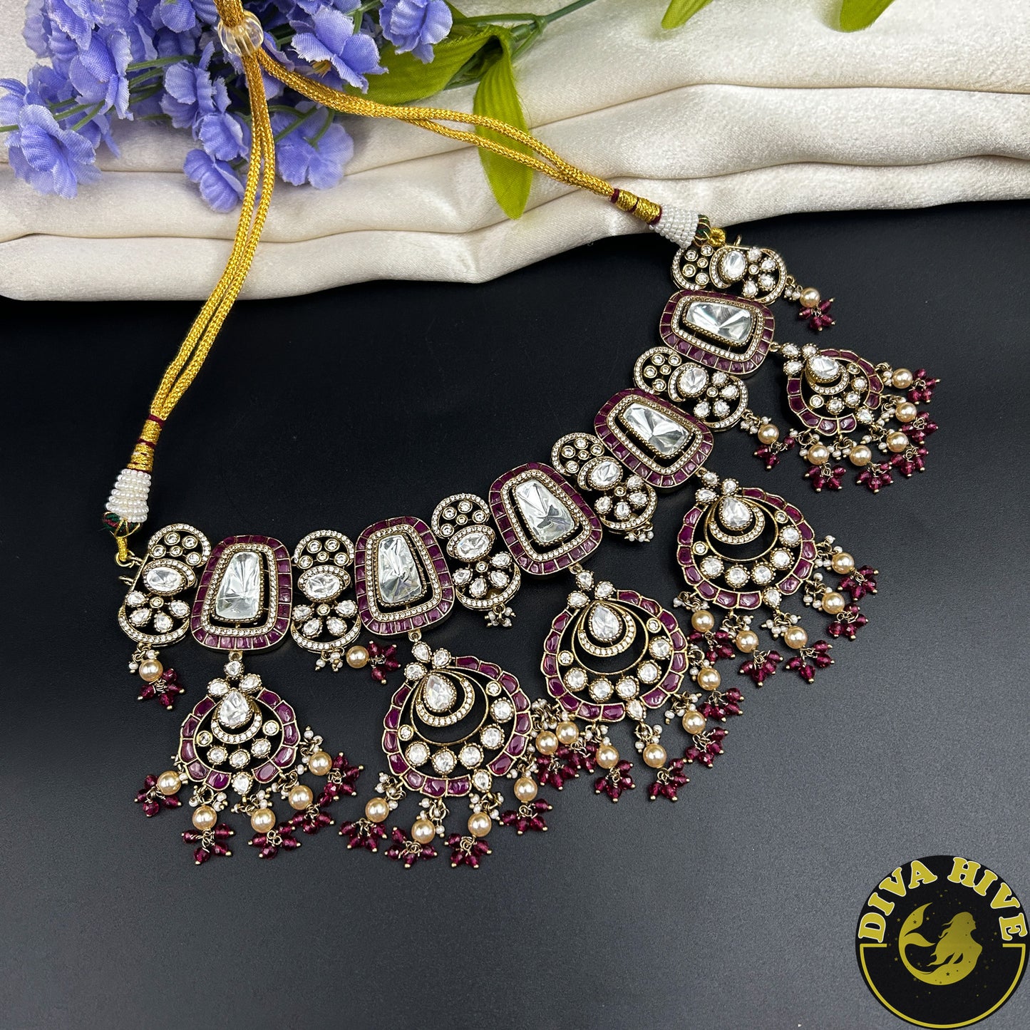 Myra Moissanite and Polki Choker set