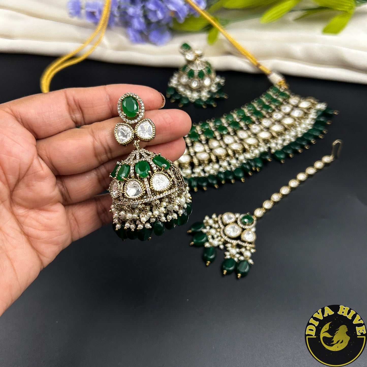 Ruhani Real Moissanite and Doublet Necklace Set