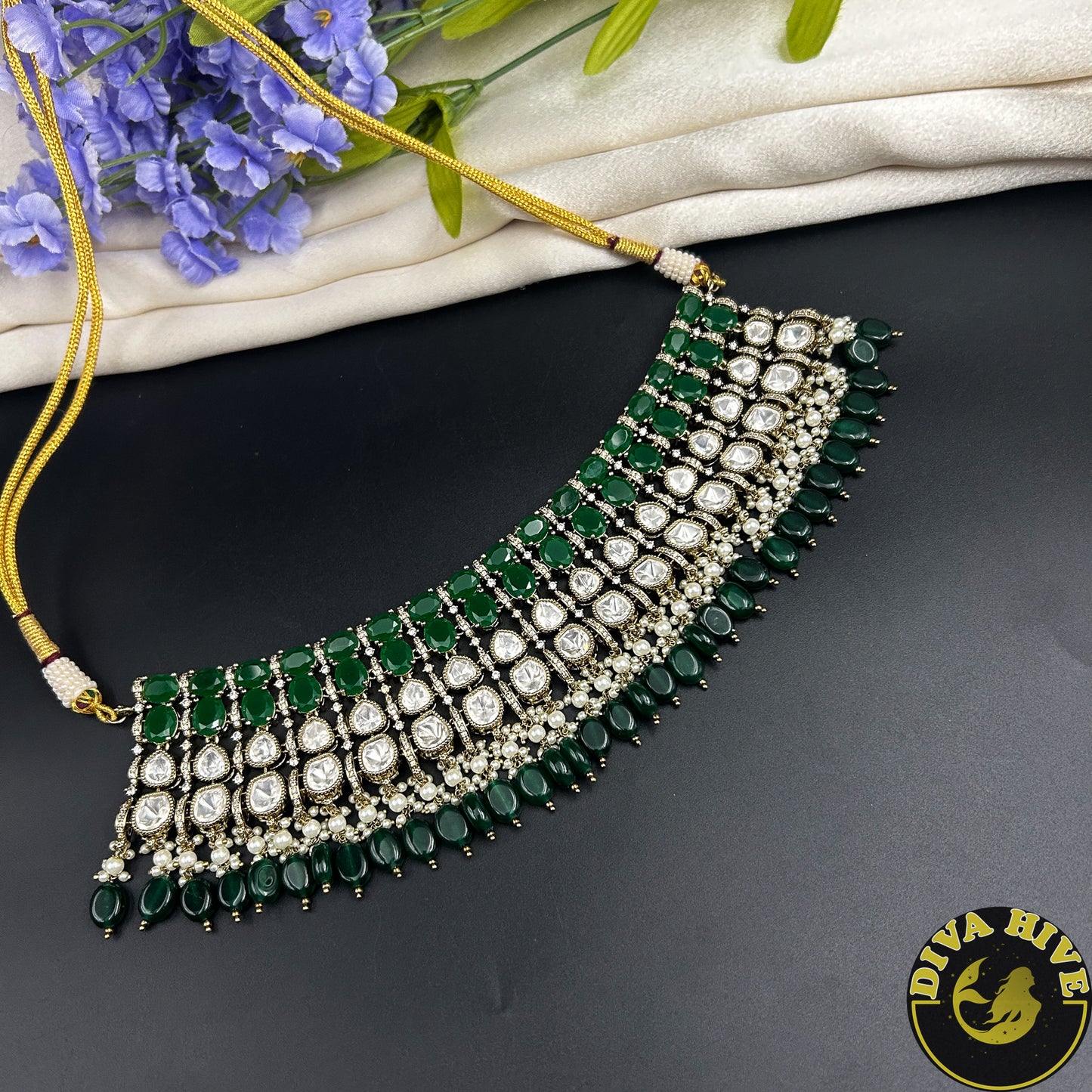 Ruhani Real Moissanite and Doublet Necklace Set