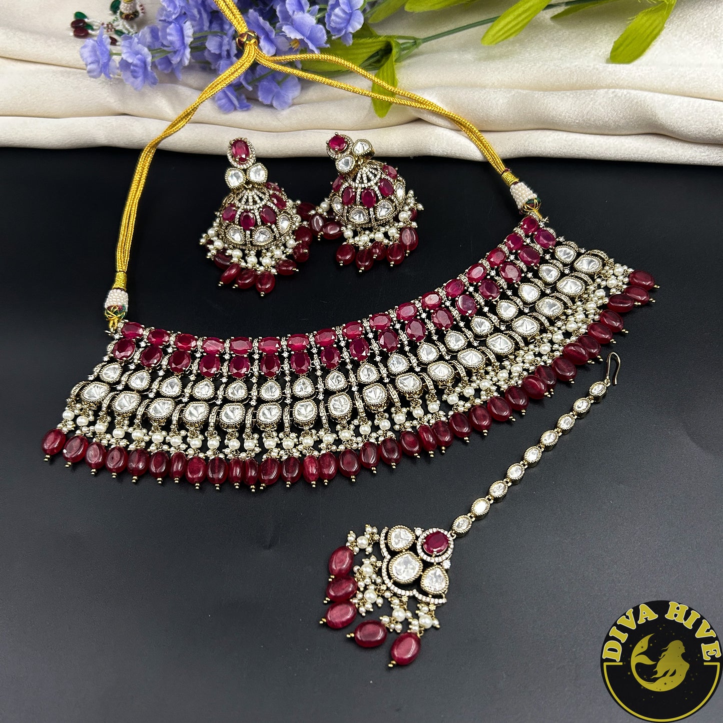 Ruhani Real Moissanite and Doublet Necklace Set