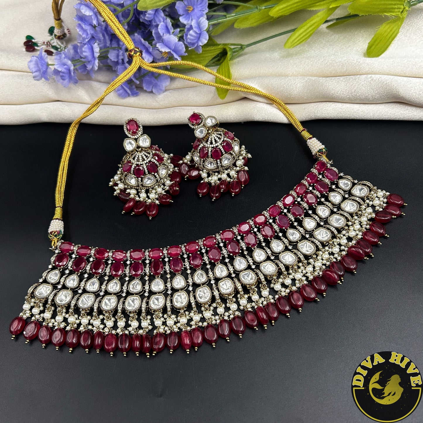 Ruhani Real Moissanite and Doublet Necklace Set