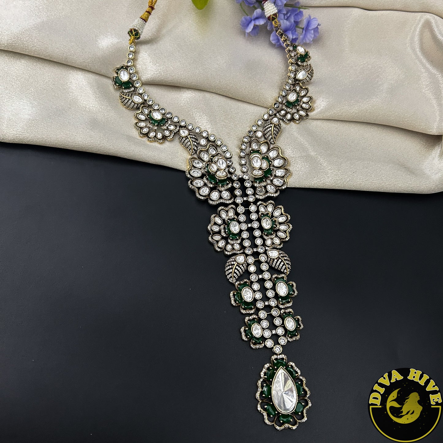 Sneh Moissanite Statement Necklace with Doublet - Necklace -Diva Exclusive, Doublet, Kundan, moissanite, Necklace - Divahive