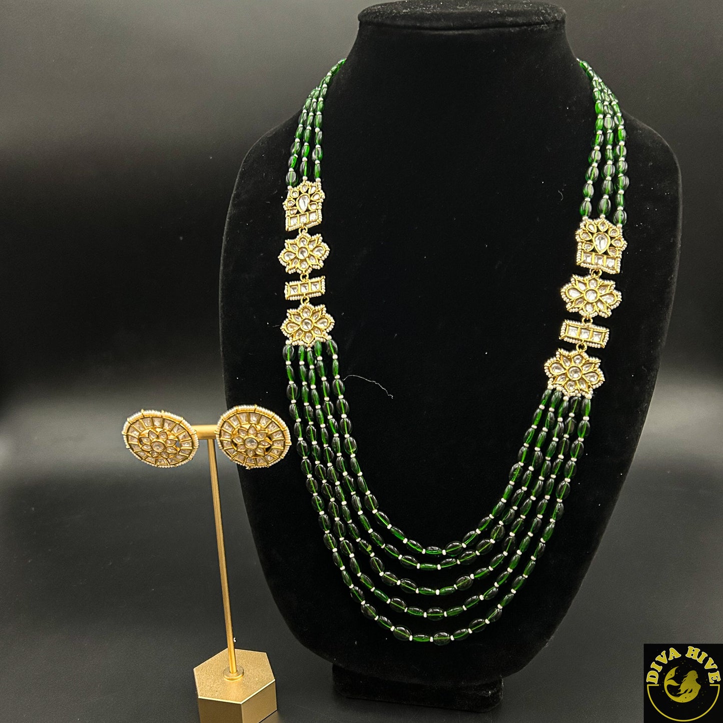 Statement Beaded Long Necklace - -Kundan - Divahive