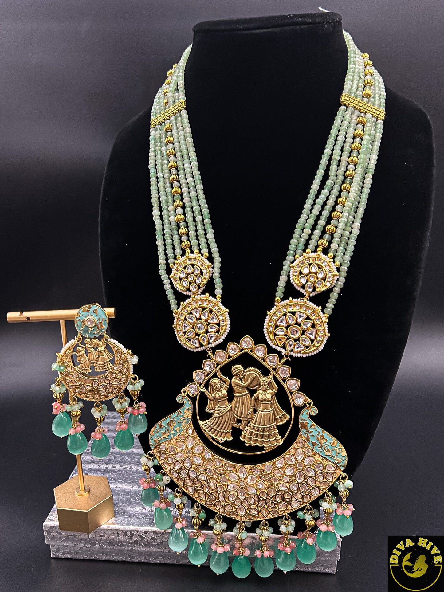 Bridal Kundan Meena set | Choker and Long Neclace - Necklace -Bridal, Choker, Kundan, Necklace - Divahive