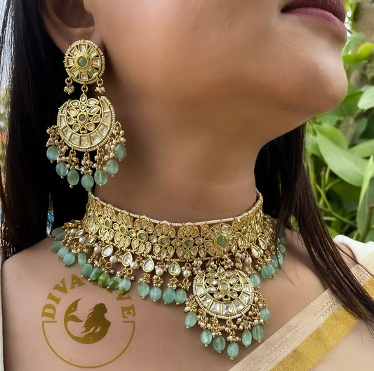 Diva Pachi Kundan Bridal set | Premium Kundan Set - Necklace -Bridal, Choker, Diva Exclusive, Kundan, Necklace, semi bridal - Divahive