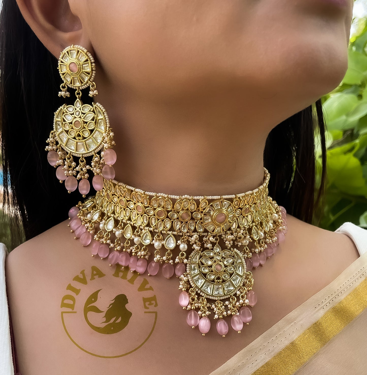 Diva Pachi Kundan Bridal set | Premium Kundan Set - Necklace -Bridal, Choker, Diva Exclusive, Kundan, Necklace, semi bridal - Divahive