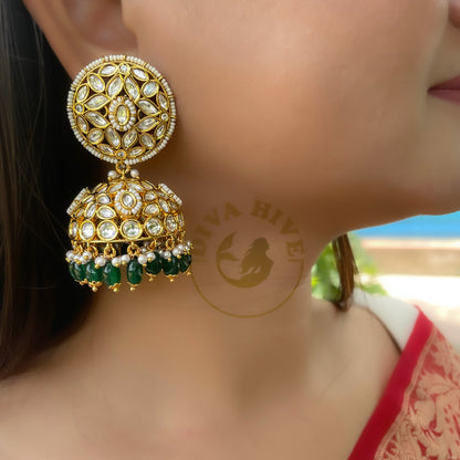 Maahi Premium Kundan Jhumka - Earring -Kundan - Divahive