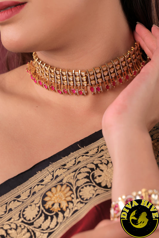 Ziya 22K Gold Plated Moissanite Choker