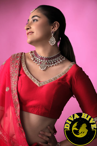 Saachi Moissanite 22K Gold Plated Choker Set -  -["24K Gold Plated","Diva Exclusive","featured","Kundan","moissanite","Necklace"] - Divahive