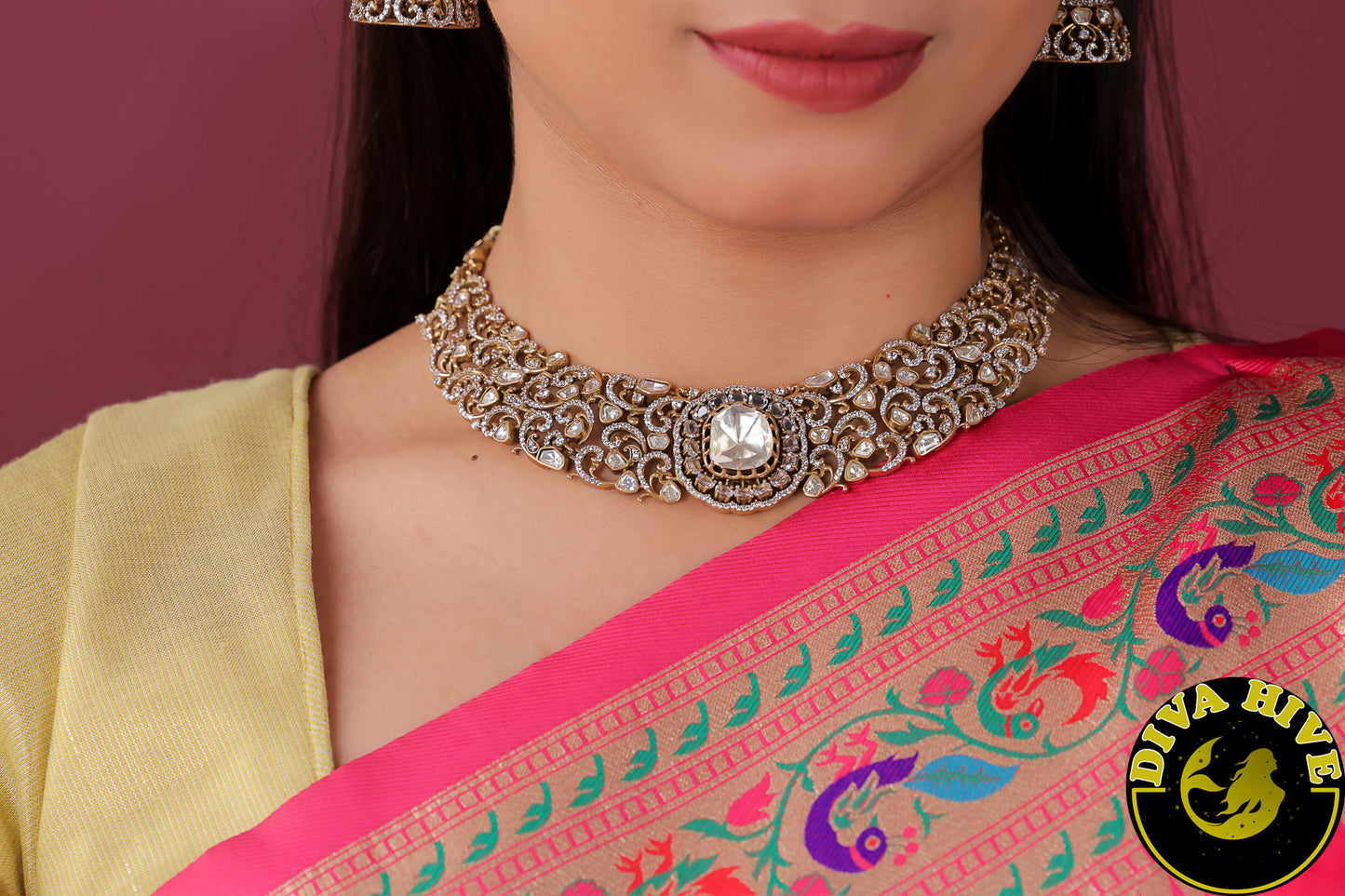 Zoya 22K Gold Plated Moissanite Necklace Set