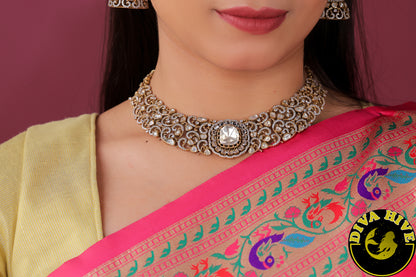 Zoya 22K Gold Plated Moissanite Necklace Set