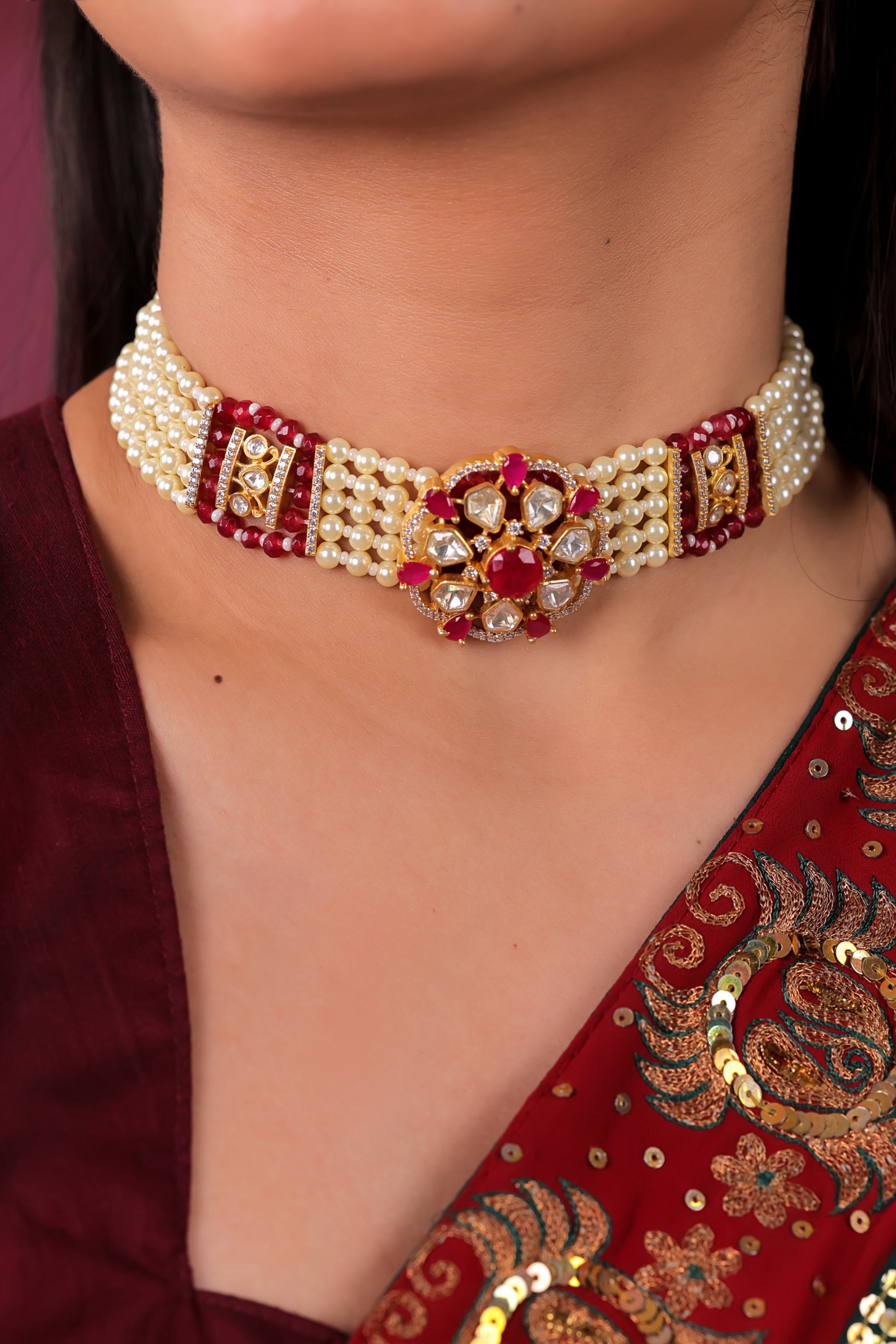 Moh Authentic Moissanite Chic Choker - Necklace -["Diva Exclusive","Kundan","Necklace"] - Divahive
