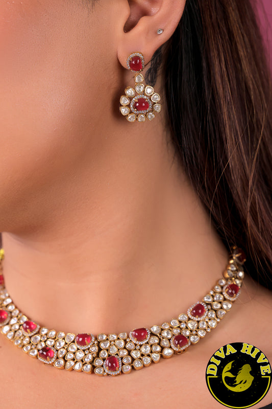 Sunehri 22K Gold Plated Moissanite Necklace Set