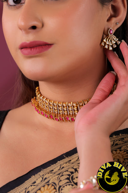 Ziya 22K Gold Plated Moissanite Choker