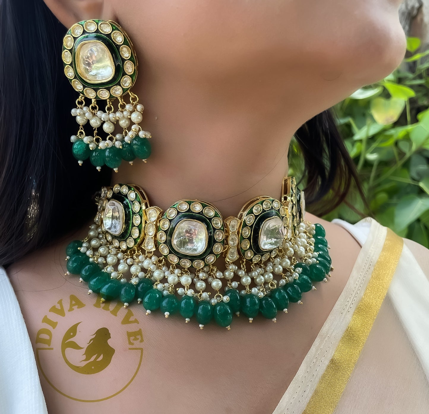 Statement Polki Choker -  -Choker, Kundan, Necklace - Divahive