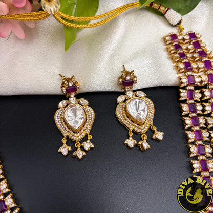 Pashmina Two Layered Moissanite Doublet Necklace Set