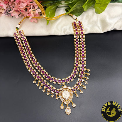 Pashmina Two Layered Moissanite Doublet Necklace Set