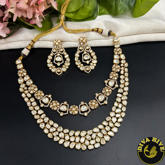 Haanya 22K Gold Plated Moissanite Bridal/Semi Bridal Choker - Necklace -1 GM Gold, Diva Exclusive, Green, moissanite, Necklace - Divahive