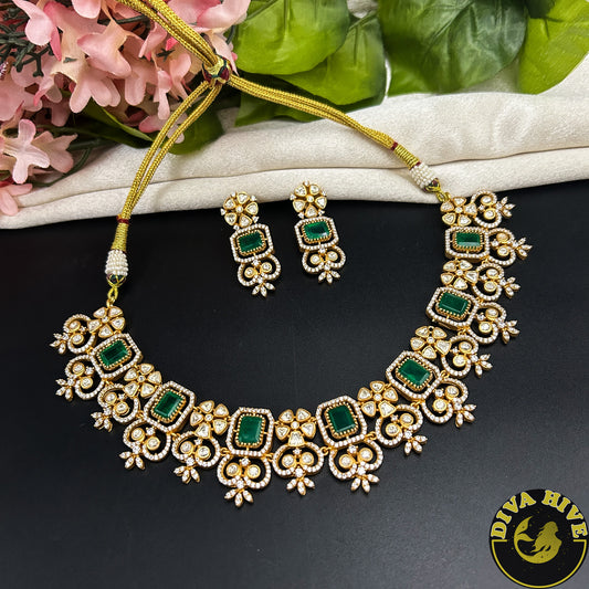 Panaah 22k Gold Plated Real moissanite Necklace