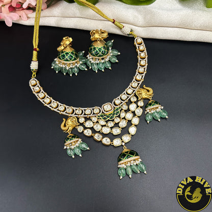 Saachi Moissanite 22K Gold Plated Necklace Set