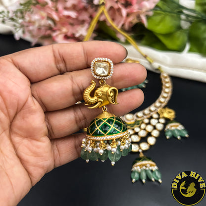 Saachi Moissanite 22K Gold Plated Necklace Set