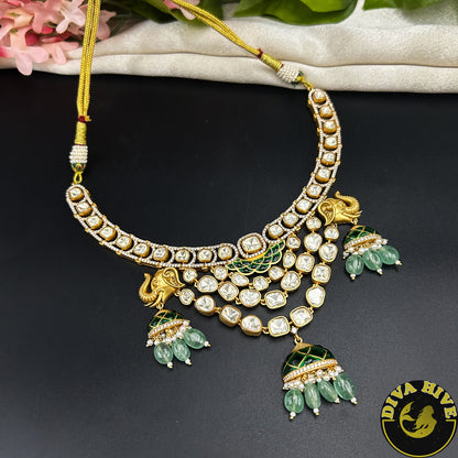 Saachi Moissanite 22K Gold Plated Necklace Set