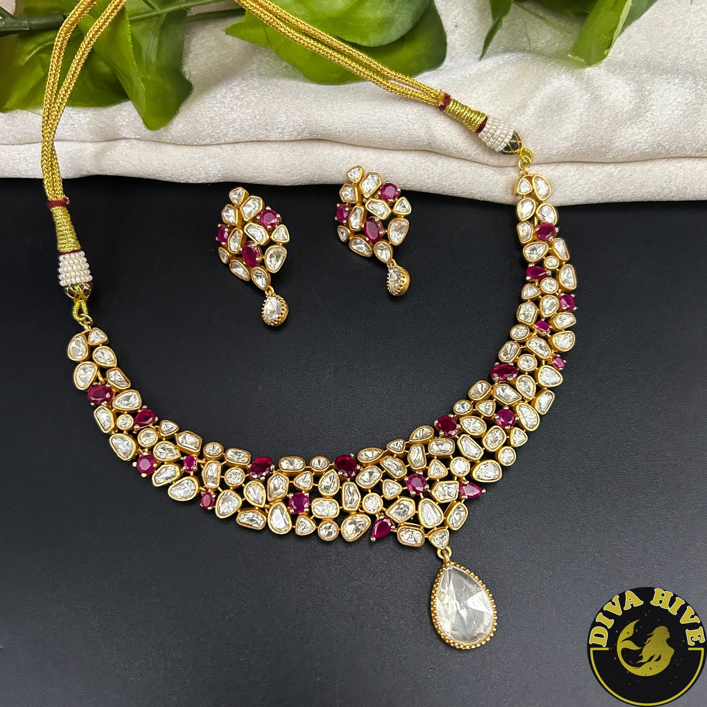 Paakhi Moissanite 22K Gold Plated Necklace Set