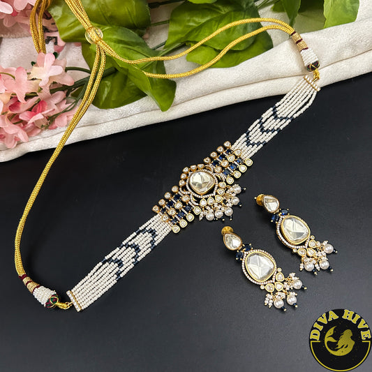 Paakhi  22K Gold Plated Moissanite Choker Set