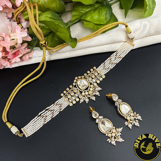 Paakhi  22K Gold Plated Moissanite Choker Set